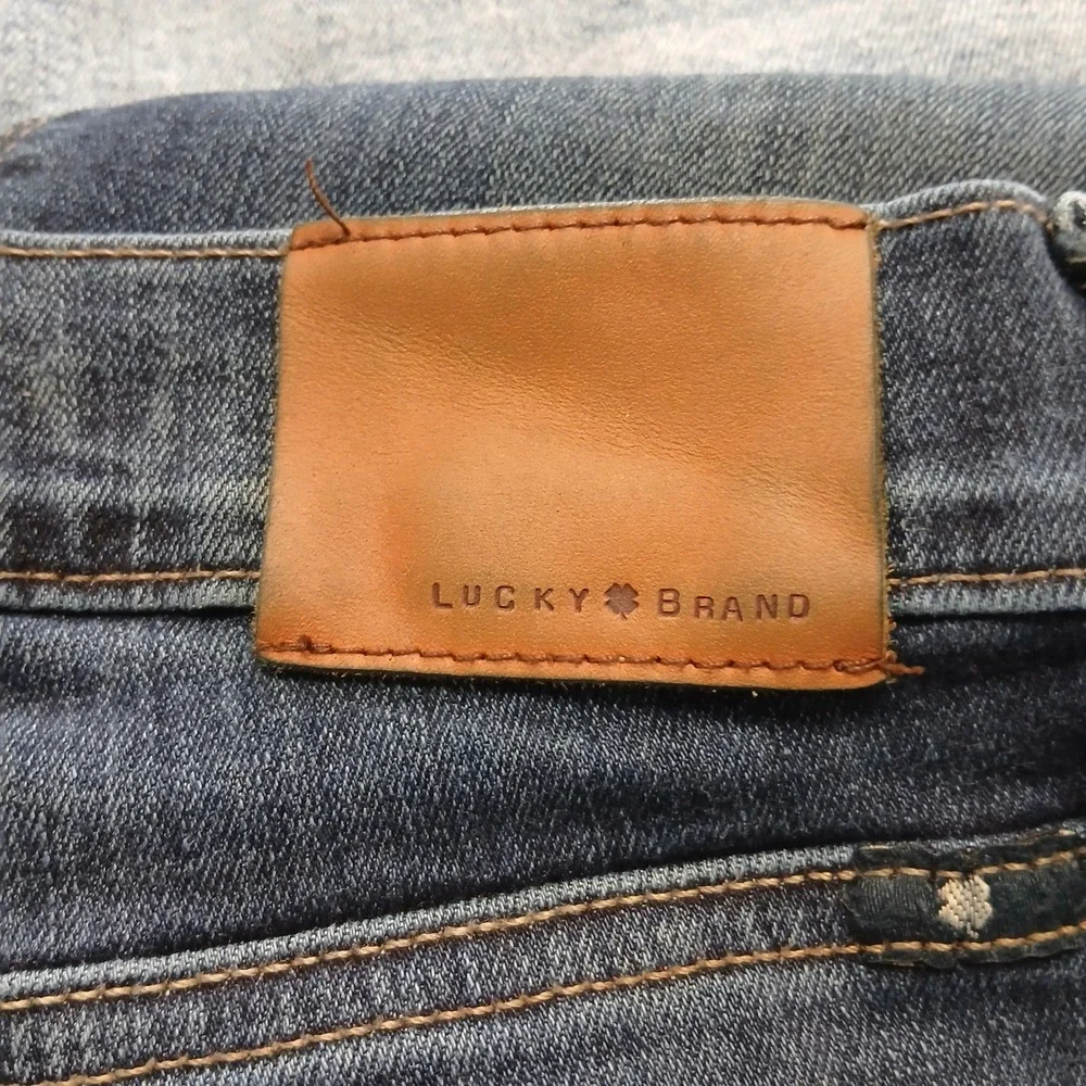 Lucky‎ Brand Brooke Straight Jeans Womens 8/29 Blue Denim Frayed Hem EUC